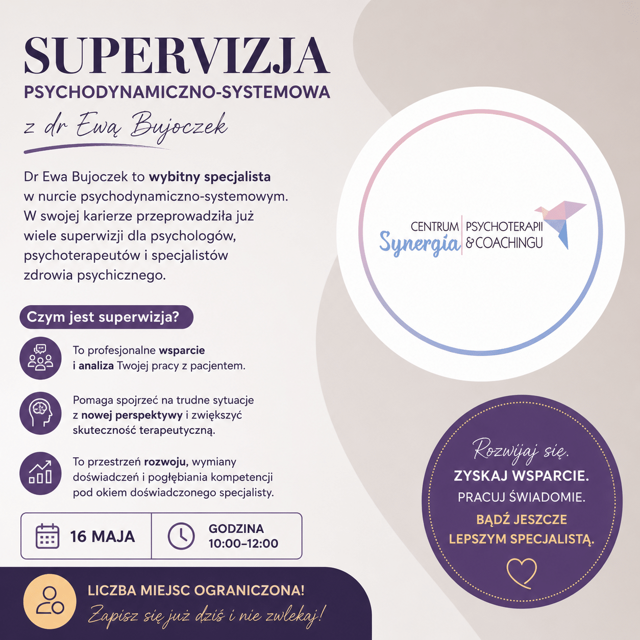Superwizja z dr Ewą Bujoczek w nurcie psychodynamiczno-systemowym 16.05
