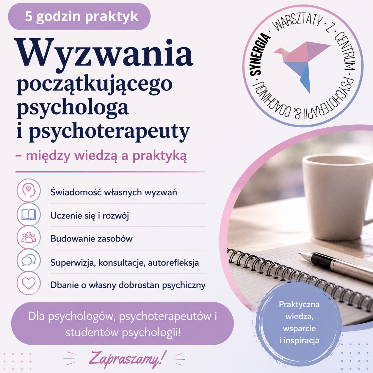 Webinar Wyzwania początkującego psychologa i psychoterapeuty 5h praktyk