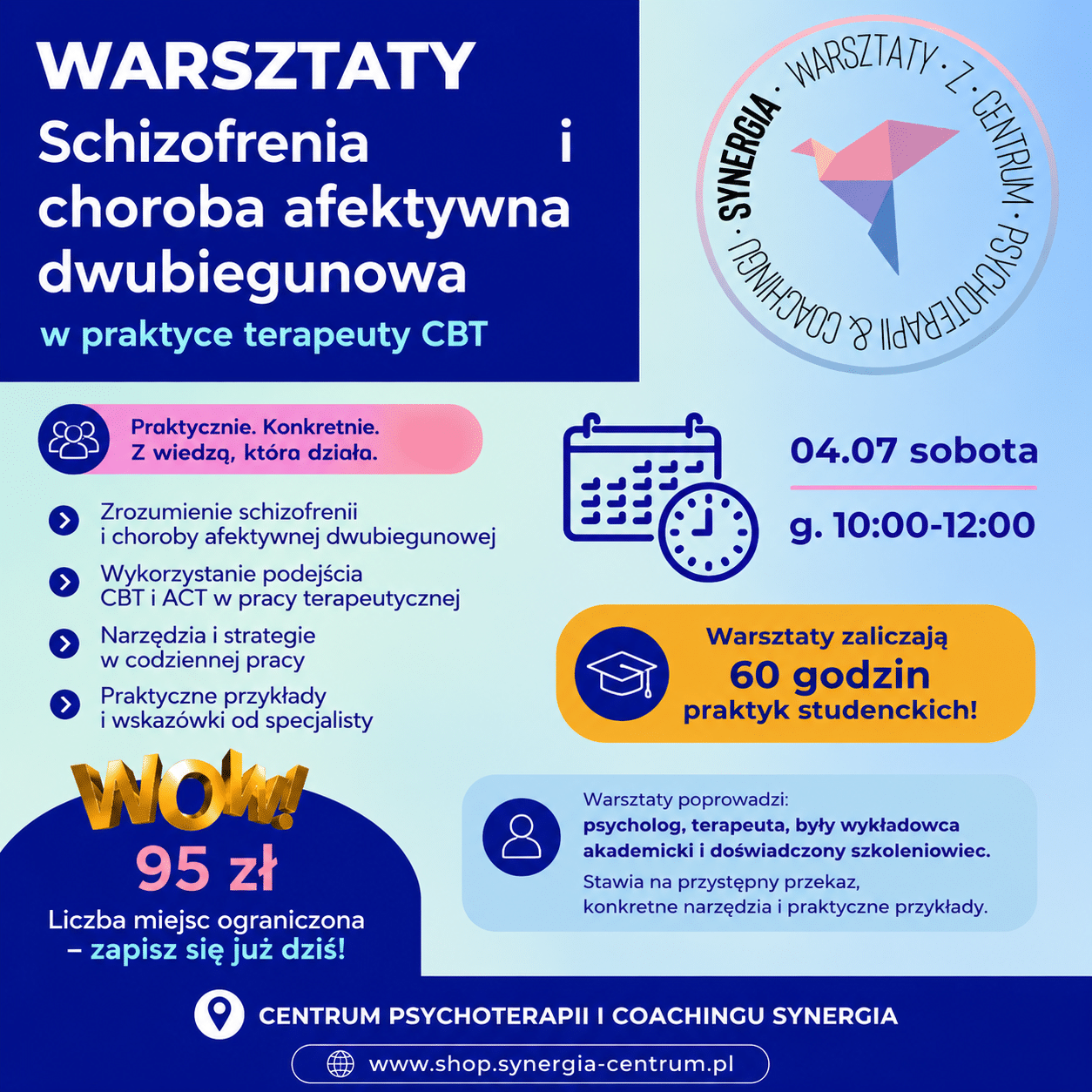 Schizofrenia i choroba afektywna dwubiegunowa – teoria i praktyka terapeutyczna 60 godzin praktyk!!
