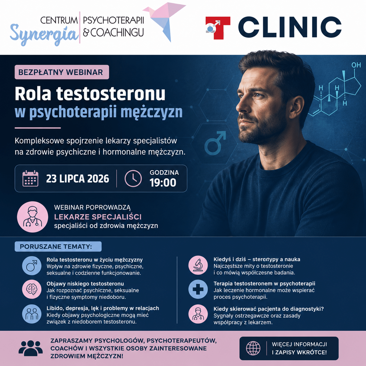 Rola testosteronu w zdrowiu psychicznym i fizycznym mężczyzn- webinar z lekarzami